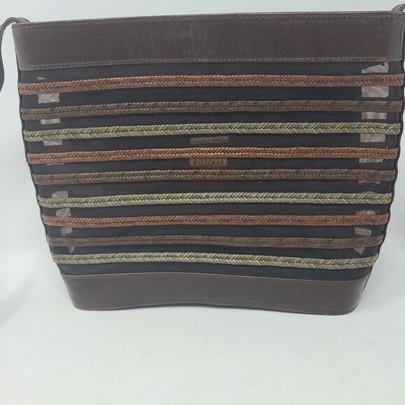 Vintage Stuart Weitzman Brown Tan Classy Designer Leather Purse 21" Drop Strap - Picture 2 of 12